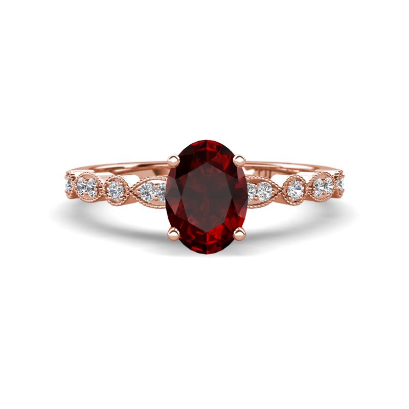 Renea 1.07 ctw Red Garnet Oval cut (7x5 mm) With accented Diamonds Engagement Ring  