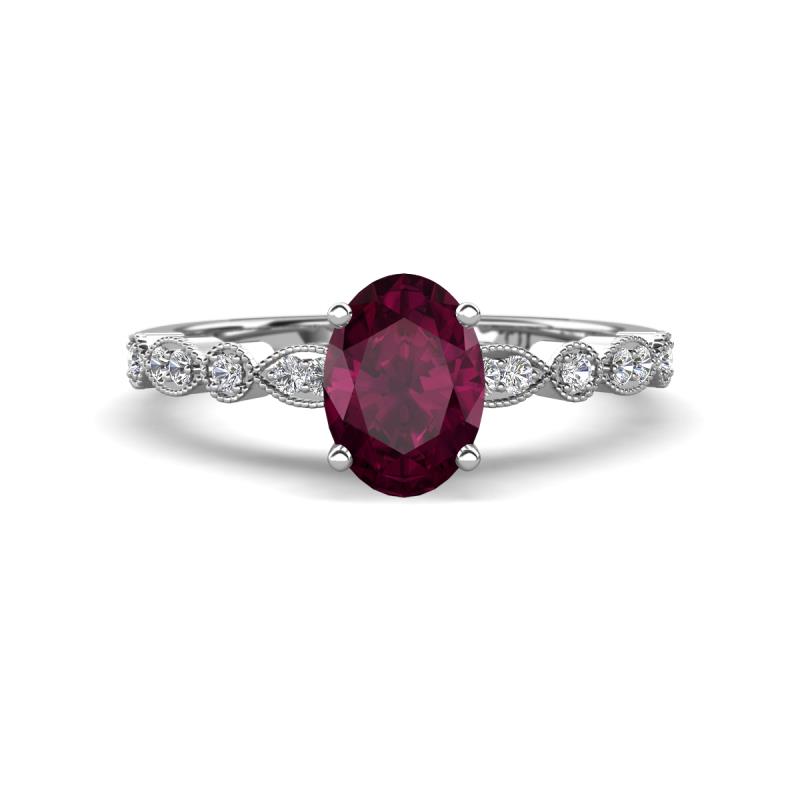 Renea 1.12 ctw Rhodolite Garnet Oval cut (7x5 mm) With accented Diamonds Engagement Ring  