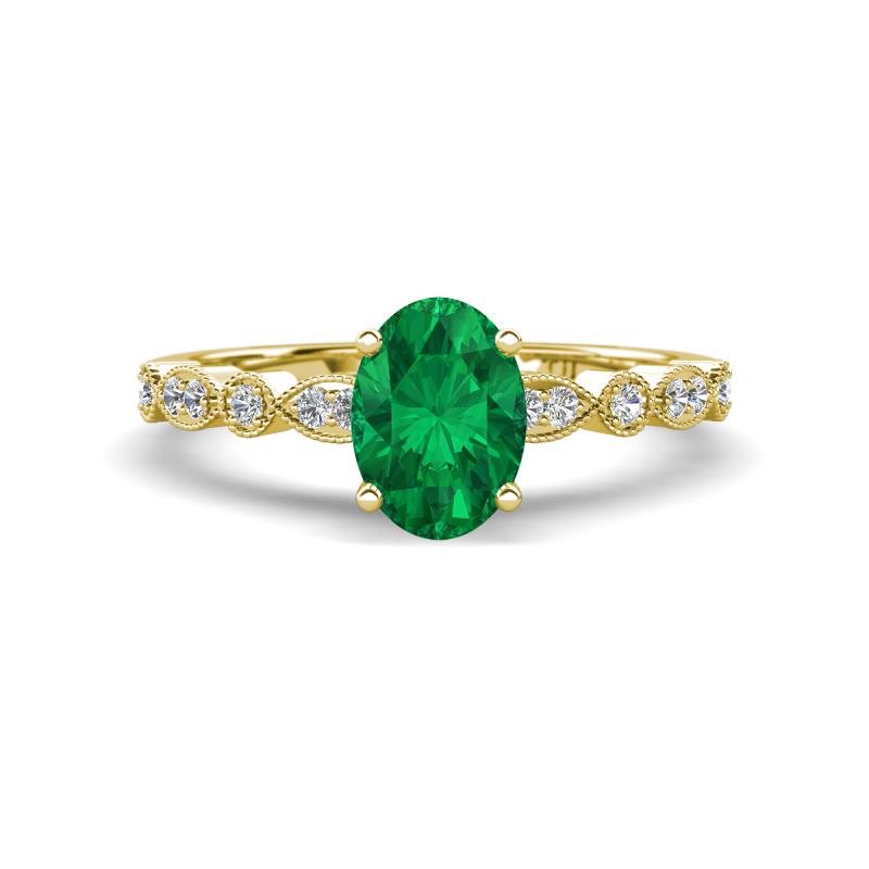 Renea 0.92 ctw Emerald Oval cut (7x5 mm) With accented Diamonds Engagement Ring  