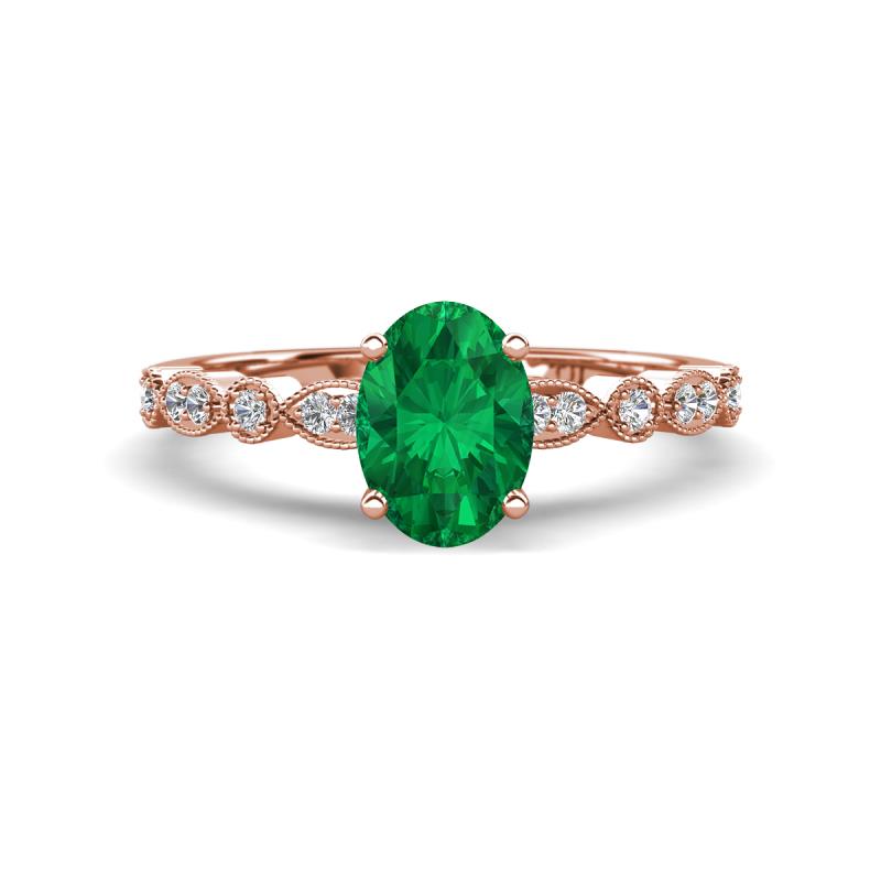 Renea 0.92 ctw Emerald Oval cut (7x5 mm) With accented Diamonds Engagement Ring  