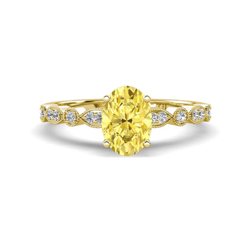 Renea 1.12 ctw Yellow Sapphire Oval cut (7x5 mm) With accented Diamonds Engagement Ring  