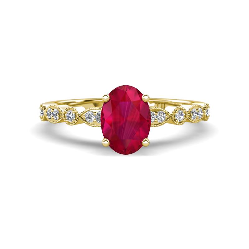 Renea 1.02 ctw Ruby Oval cut (7x5 mm) With accented Diamonds Engagement Ring  