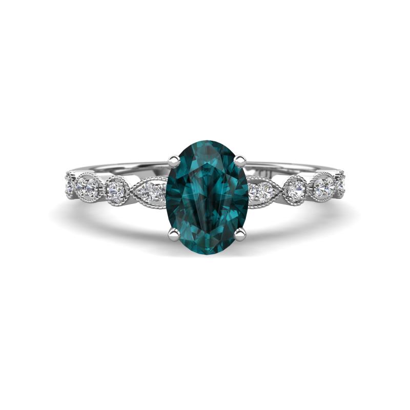 Renea 1.12 ctw London Blue Topaz Oval cut (7x5 mm) With accented Diamonds Engagement Ring  