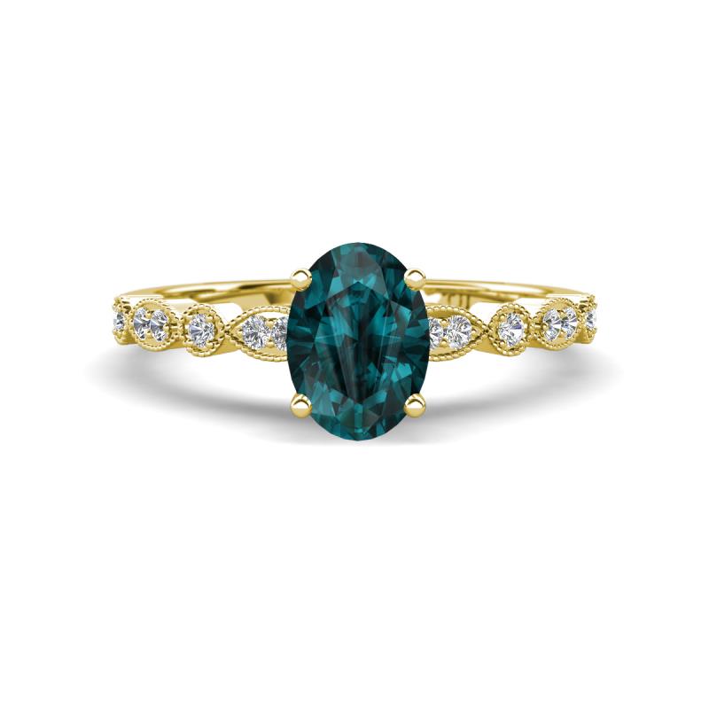 Renea 1.12 ctw London Blue Topaz Oval cut (7x5 mm) With accented Diamonds Engagement Ring  