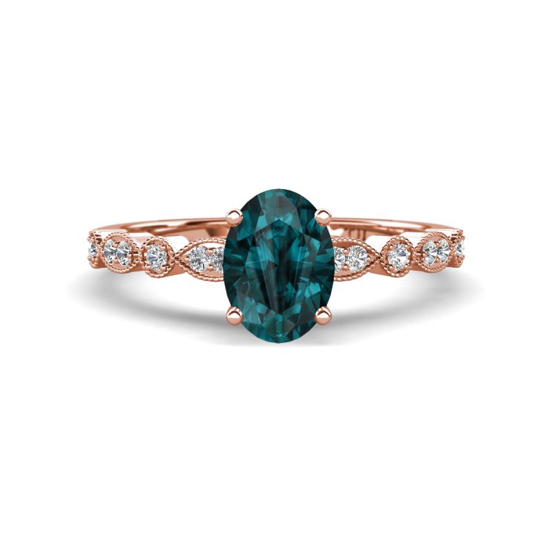 Renea 1.12 ctw London Blue Topaz Oval cut (7x5 mm) With accented Diamonds Engagement Ring  