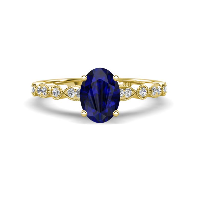 Renea 1.02 ctw Blue Sapphire Oval cut (7x5 mm) With accented Diamonds Engagement Ring  