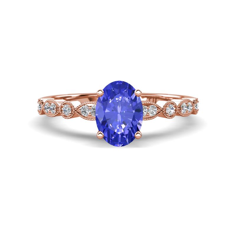 Renea 0.97 ctw Tanzanite Oval cut (7x5 mm) With accented Diamonds Engagement Ring  