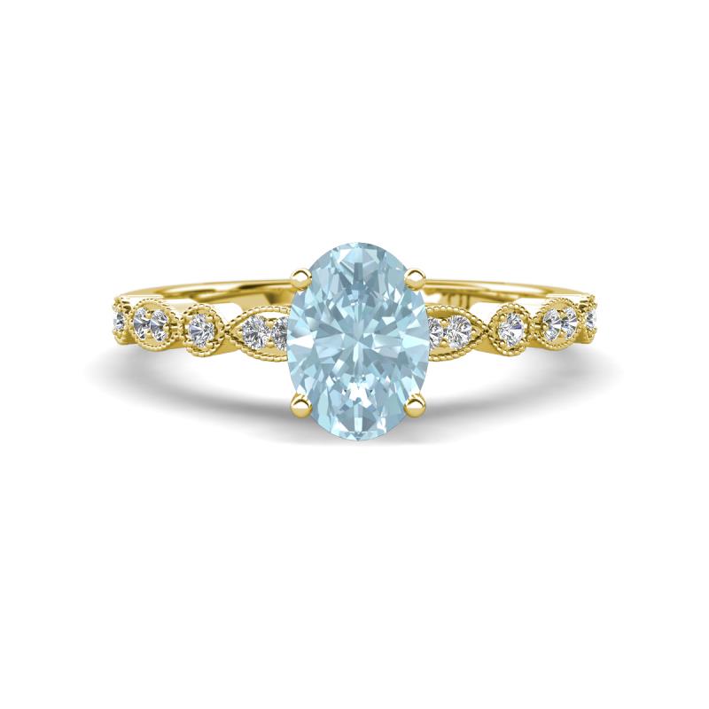 Renea 0.84 ctw Aquamarine Oval cut (7x5 mm) With accented Diamonds Engagement Ring  