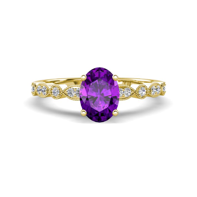 Renea 0.84 ctw Amethyst Oval cut (7x5 mm) With accented Diamonds Engagement Ring  