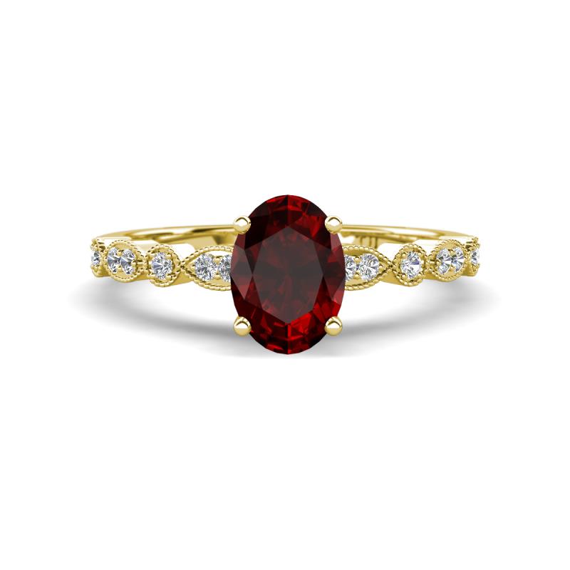 Renea 1.07 ctw Red Garnet Oval cut (7x5 mm) With accented Diamonds Engagement Ring  