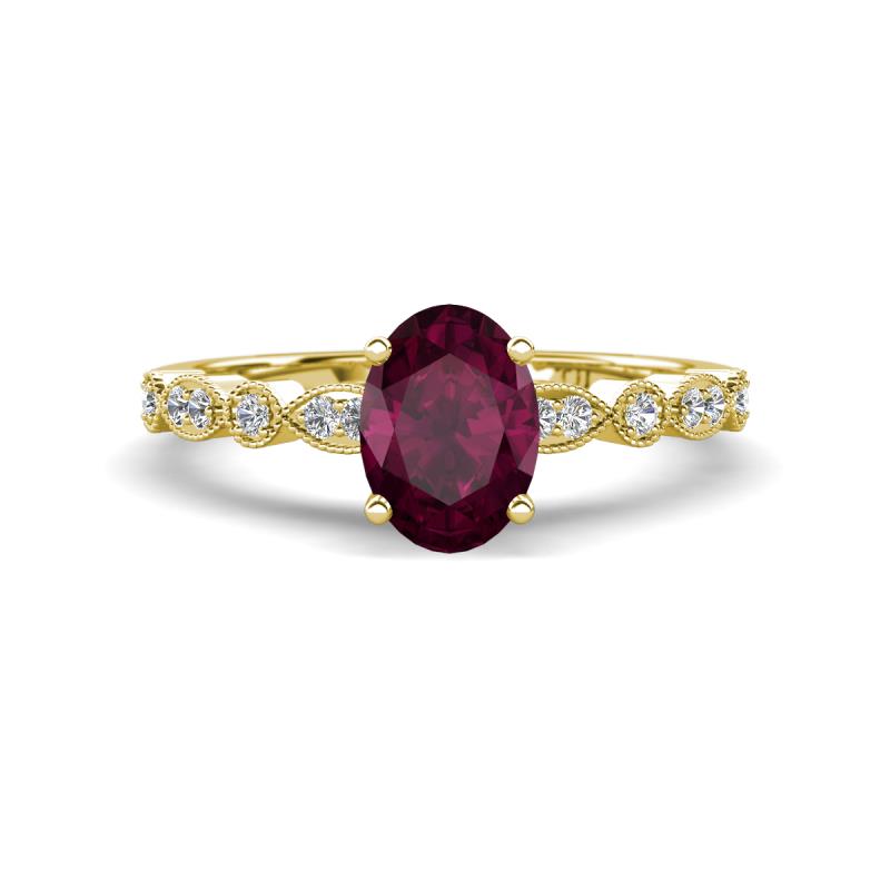 Renea 1.12 ctw Rhodolite Garnet Oval cut (7x5 mm) With accented Diamonds Engagement Ring  