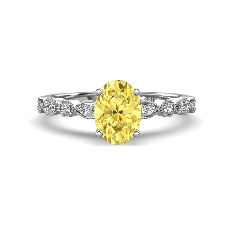 Renea 1.12 ctw Yellow Sapphire Oval cut (7x5 mm) With accented Diamonds Engagement Ring  