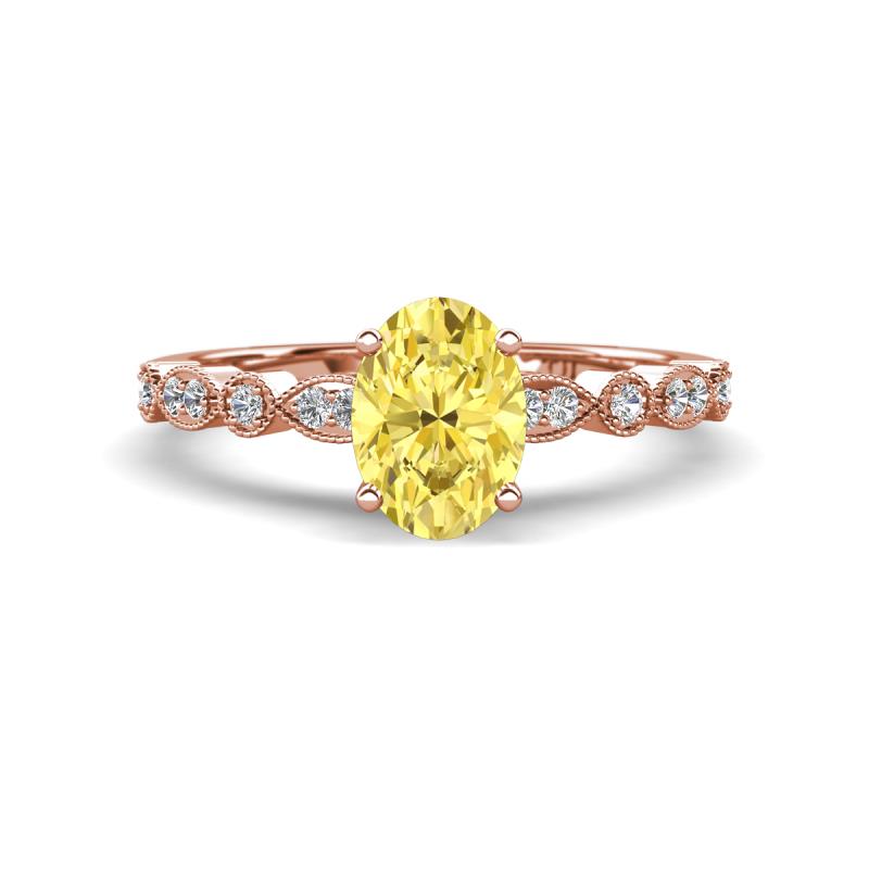Renea 1.12 ctw Yellow Sapphire Oval cut (7x5 mm) With accented Diamonds Engagement Ring  