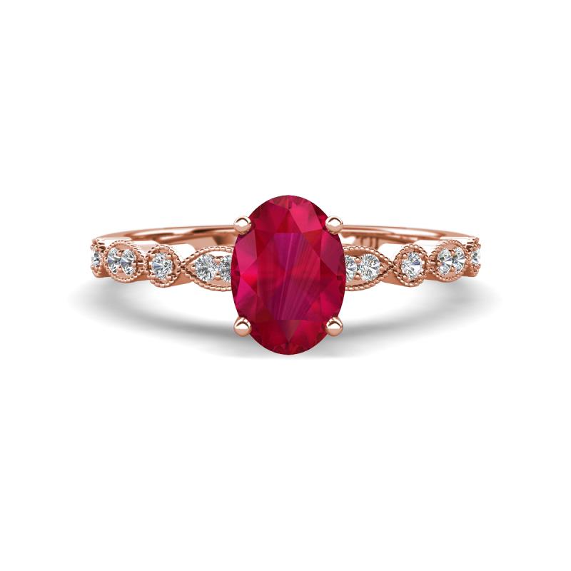 Renea 1.02 ctw Ruby Oval cut (7x5 mm) With accented Diamonds Engagement Ring  