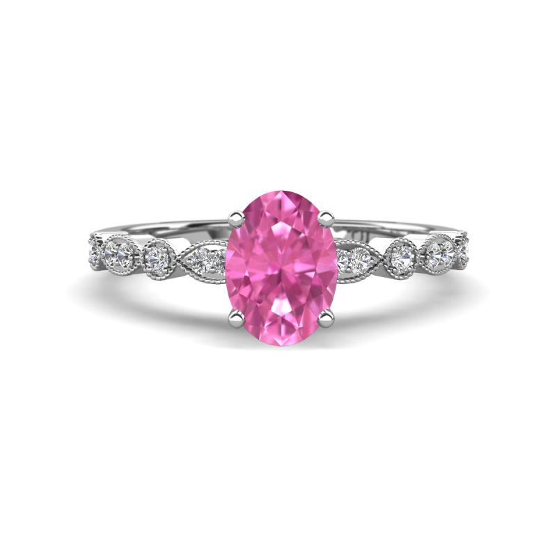Renea 1.12 ctw Pink Sapphire Oval cut (7x5 mm) With accented Diamonds Engagement Ring  