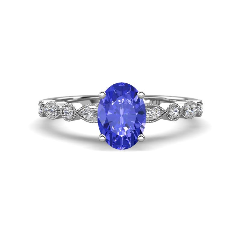 Renea 0.97 ctw Tanzanite Oval cut (7x5 mm) With accented Diamonds Engagement Ring  