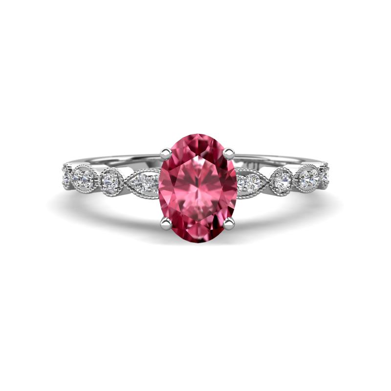 Renea 0.97 ctw Pink Tourmaline Oval cut (7x5 mm) With accented Diamonds Engagement Ring  