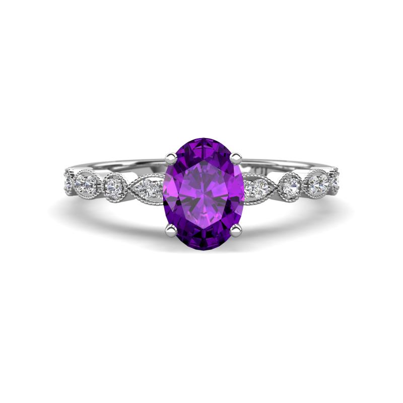 Renea 0.84 ctw Amethyst Oval cut (7x5 mm) With accented Diamonds Engagement Ring  