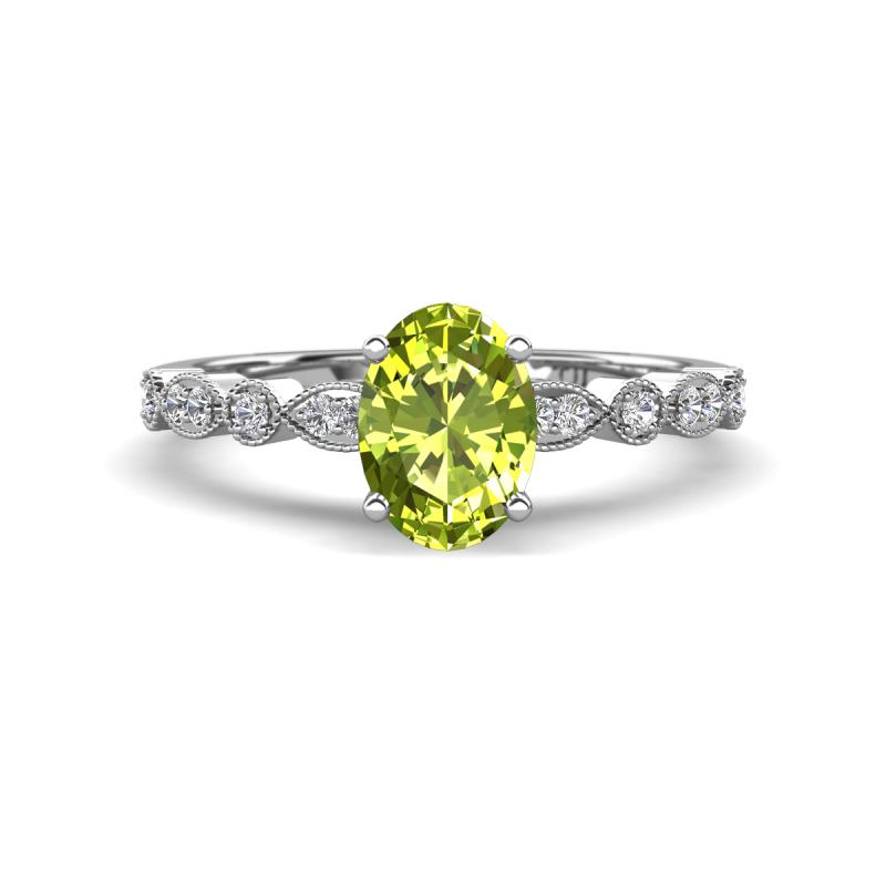 Renea 1.02 ctw Peridot Oval cut (7x5 mm) With accented Diamonds Engagement Ring  