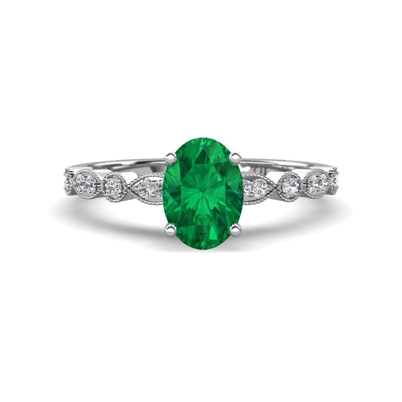 Renea 0.92 ctw Emerald Oval cut (7x5 mm) With accented Diamonds Engagement Ring  