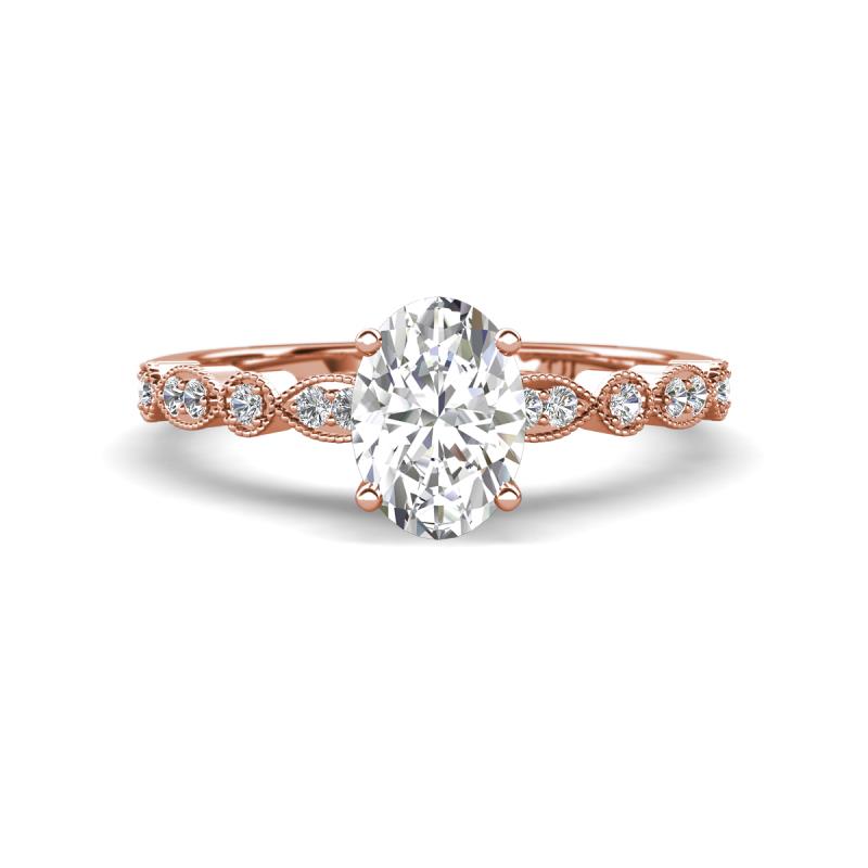 Renea 1.12 ctw White Sapphire Oval cut (7x5 mm) With accented Diamonds Engagement Ring  