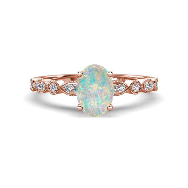 Renea 0.62 ctw Opal Oval cut (7x5 mm) With accented Diamonds Engagement Ring  