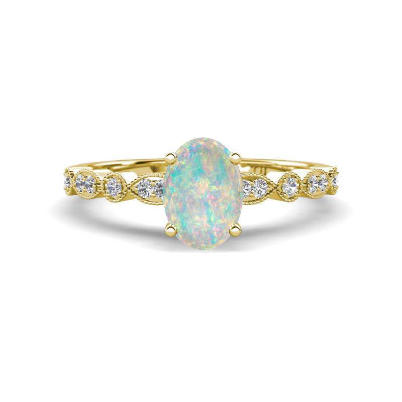 Renea 0.62 ctw Opal Oval cut (7x5 mm) With accented Diamonds Engagement Ring  
