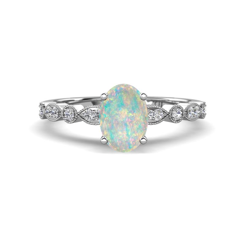 Renea 0.62 ctw Opal Oval cut (7x5 mm) With accented Diamonds Engagement Ring  