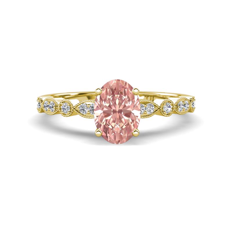 Renea 0.87 ctw Morganite Oval cut (7x5 mm) With accented Diamonds Engagement Ring  