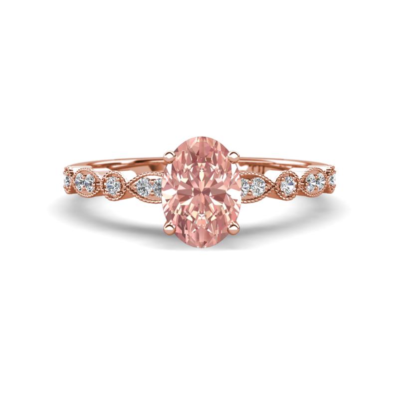 Renea 0.87 ctw Morganite Oval cut (7x5 mm) With accented Diamonds Engagement Ring  
