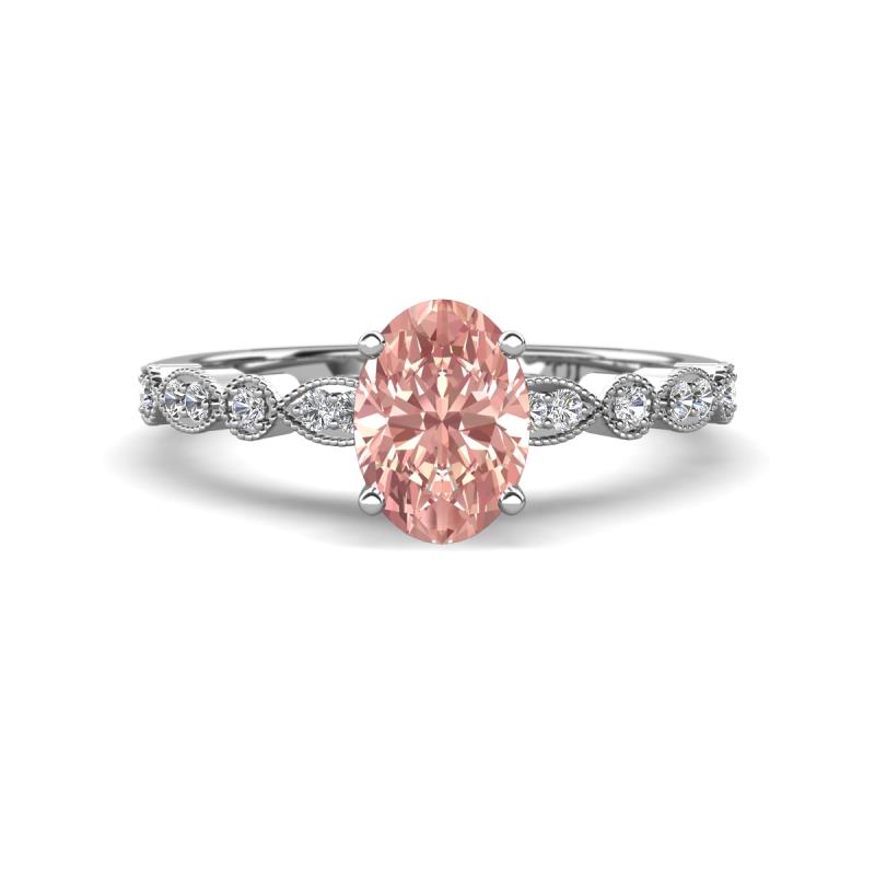 Renea 0.87 ctw Morganite Oval cut (7x5 mm) With accented Diamonds Engagement Ring  