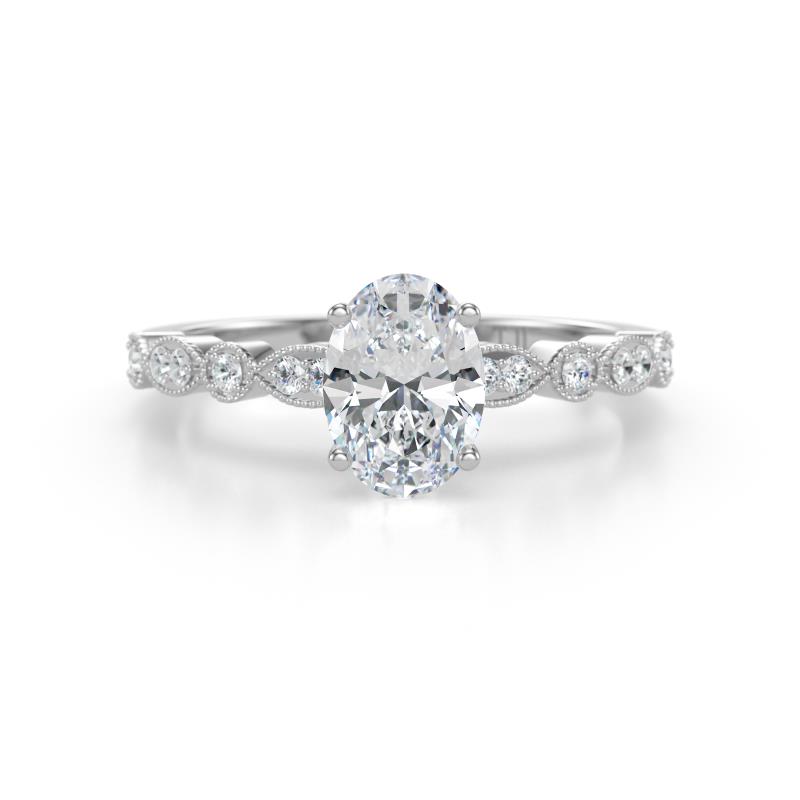 Renea 0.97 ctw Moissanite Oval cut (7x5 mm) With accented Diamonds Engagement Ring  