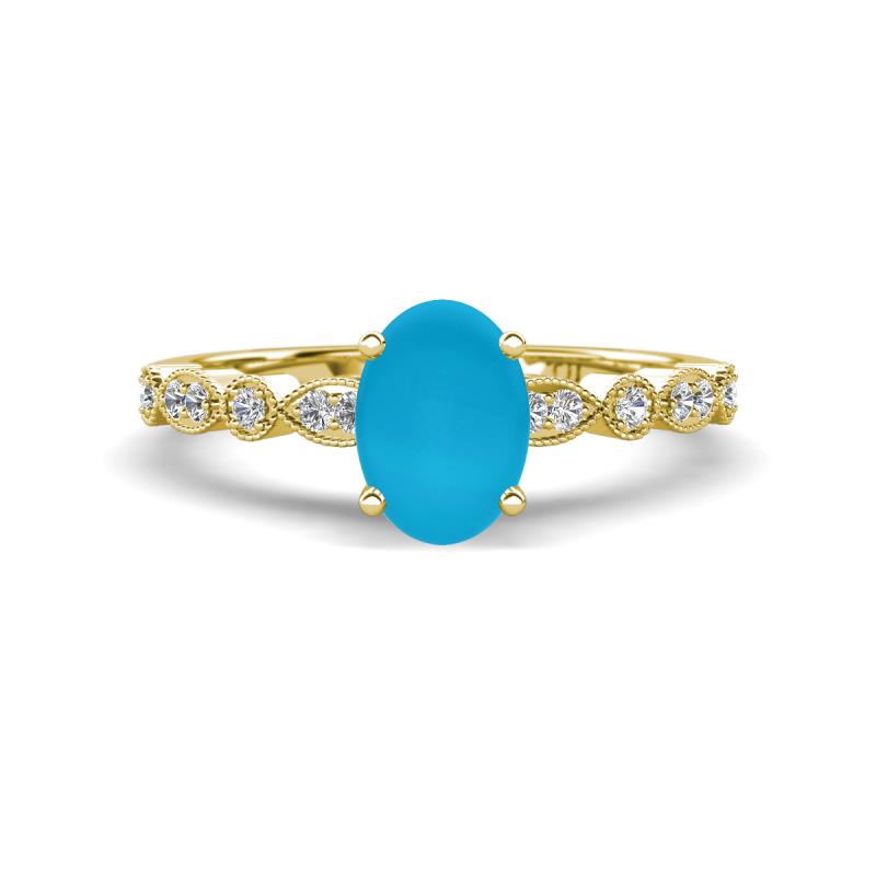 Renea 0.82 ctw Turquoise Oval cut (7x5 mm) With accented Diamonds Engagement Ring  