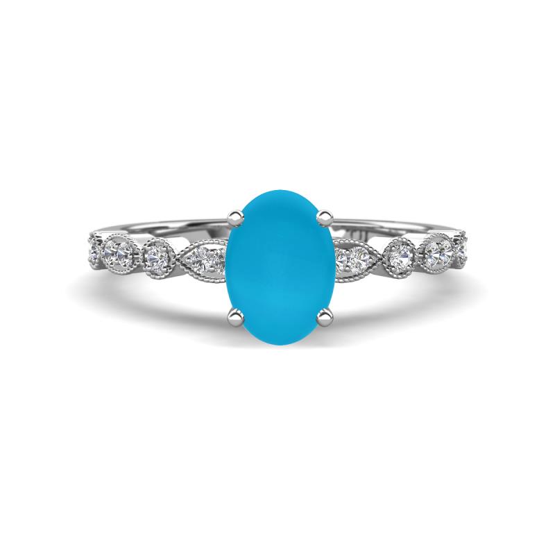 Renea 0.82 ctw Turquoise Oval cut (7x5 mm) With accented Diamonds Engagement Ring  