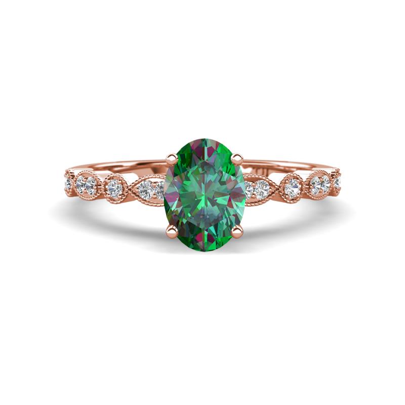 Renea 1.28 ctw Created Alexandrite Oval cut (7x5 mm) With accented Diamonds Engagement Ring  