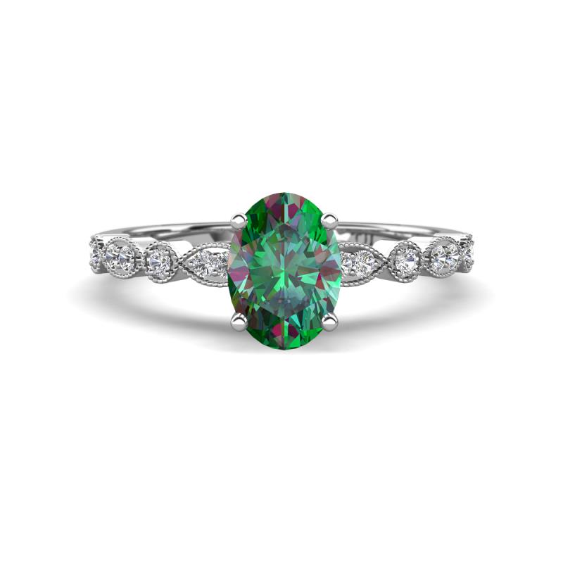 Renea 1.28 ctw Created Alexandrite Oval cut (7x5 mm) With accented Diamonds Engagement Ring  