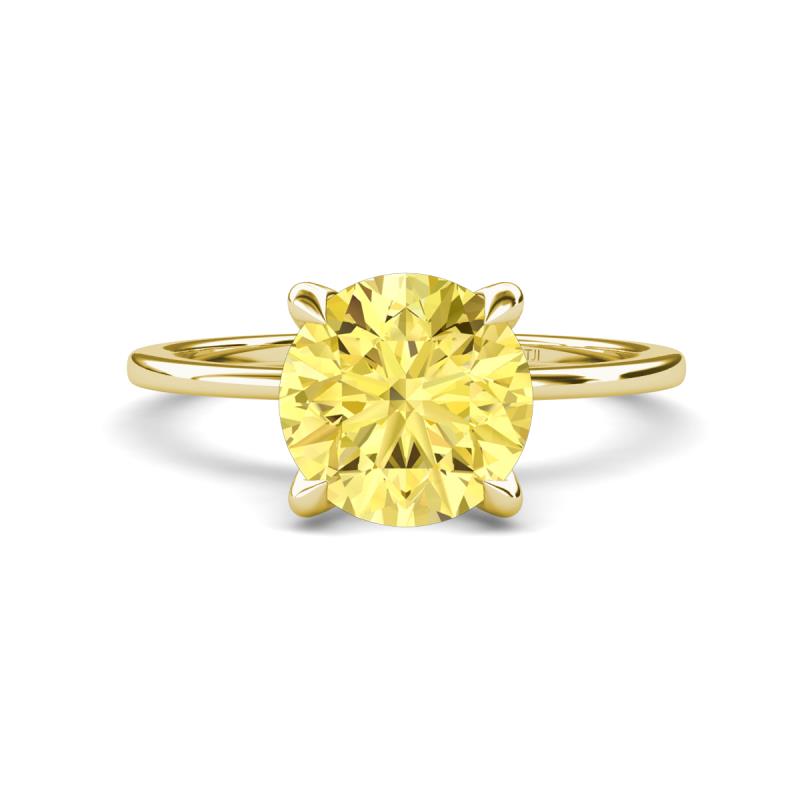 Morgan 2.65 ctw Center Created Yellow Sapphire with Prong Studded Natural Diamond Solitaire Plus Engagement Ring 