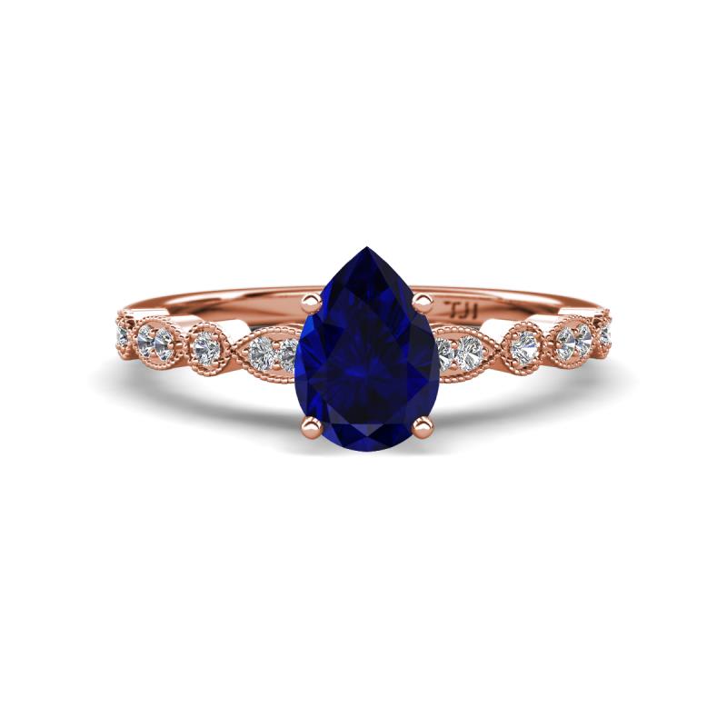 Renea 1.62 ctw Blue Sapphire Pear Shape (8x5 mm) With accented Diamonds Engagement Ring 