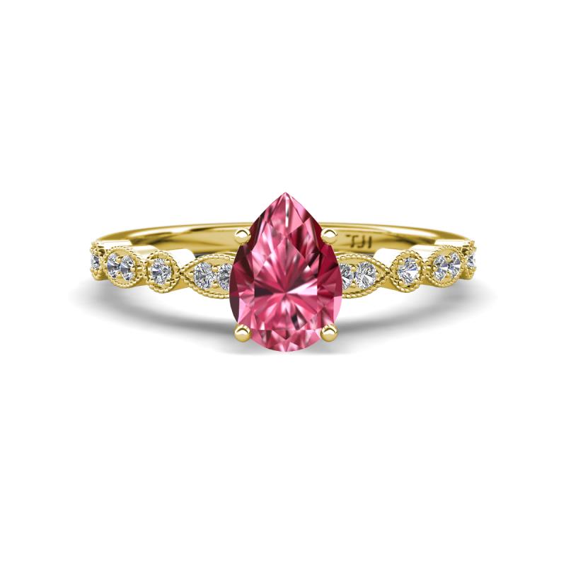 Renea 0.92 ctw Pink Tourmaline Pear Shape (8x5 mm) With accented Diamonds Engagement Ring 