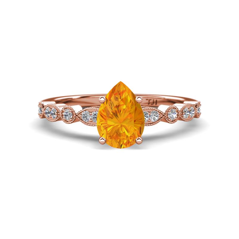 Renea 0.91 ctw Citrine Pear Shape (8x5 mm) With accented Diamonds Engagement Ring 