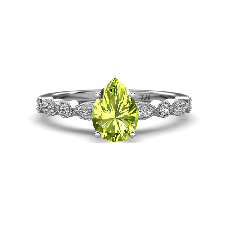 Renea 1.07 ctw Peridot Pear Shape (8x5 mm) With accented Diamonds Engagement Ring 