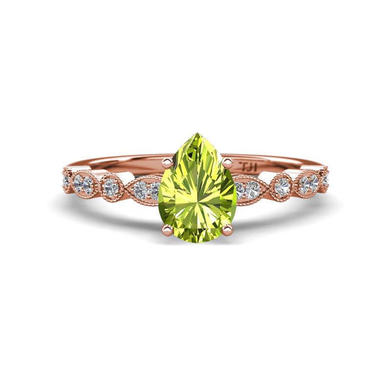Renea 1.07 ctw Peridot Pear Shape (8x5 mm) With accented Diamonds Engagement Ring 