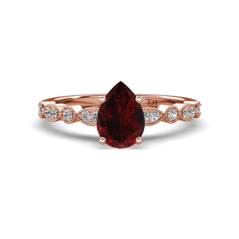 Renea 1.22 ctw Red Garnet Pear Shape (8x5 mm) With accented Diamonds Engagement Ring 