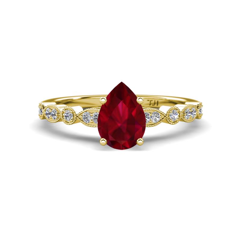 Renea 1.47 ctw Ruby Pear Shape (8x5 mm) With accented Diamonds Engagement Ring 