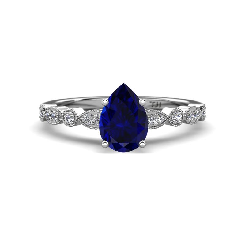 Renea 1.62 ctw Blue Sapphire Pear Shape (8x5 mm) With accented Diamonds Engagement Ring 