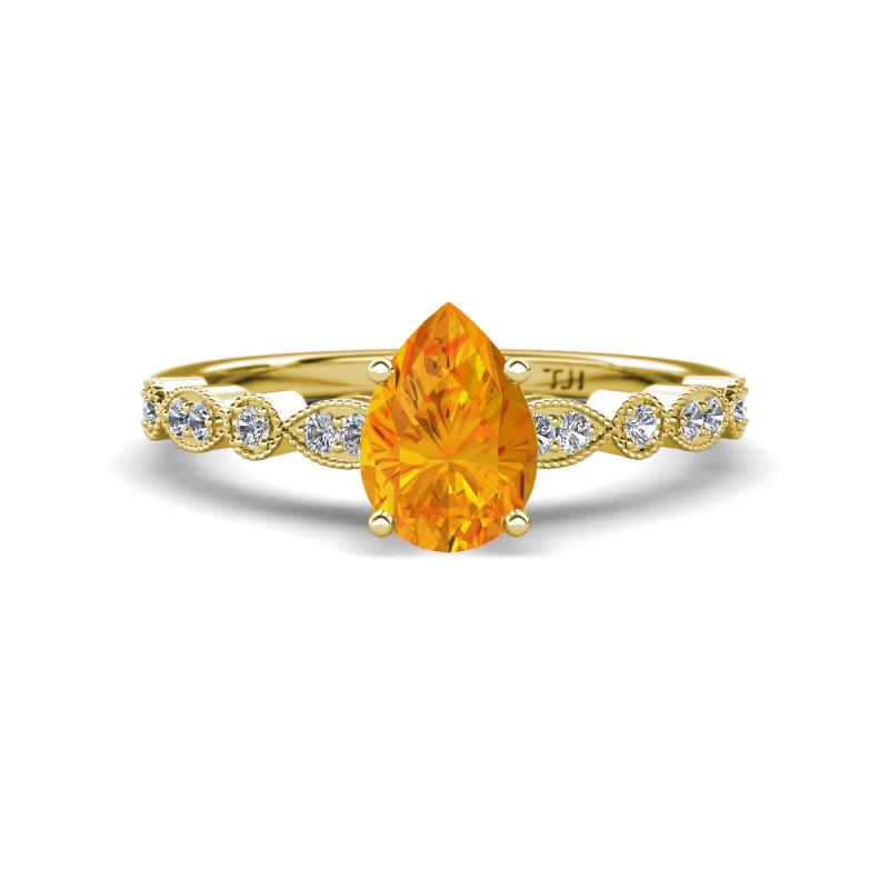 Renea 0.91 ctw Citrine Pear Shape (8x5 mm) With accented Diamonds Engagement Ring 