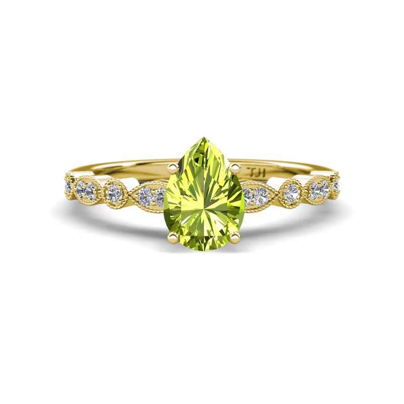 Renea 1.07 ctw Peridot Pear Shape (8x5 mm) With accented Diamonds Engagement Ring 