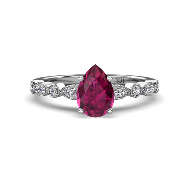 Renea 1.22 ctw Rhodolite Garnet Pear Shape (8x5 mm) With accented Diamonds Engagement Ring 