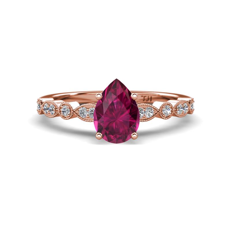 Renea 1.22 ctw Rhodolite Garnet Pear Shape (8x5 mm) With accented Diamonds Engagement Ring 