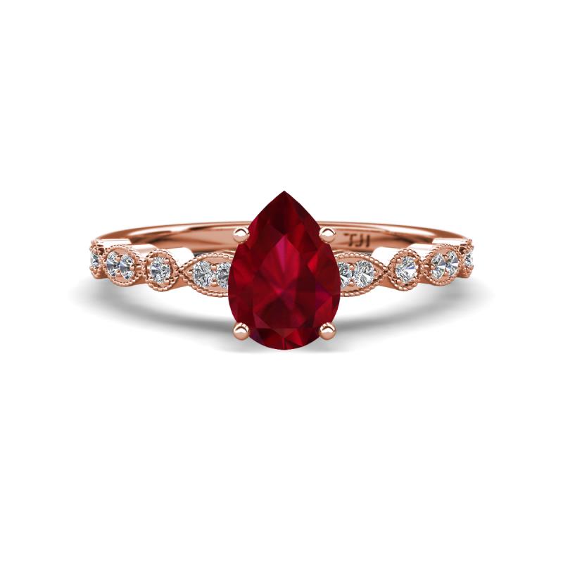 Renea 1.47 ctw Ruby Pear Shape (8x5 mm) With accented Diamonds Engagement Ring 